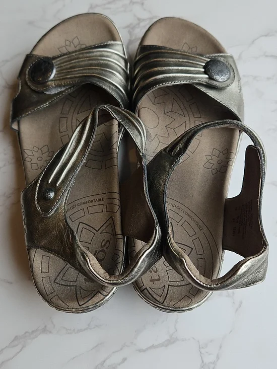 Taos Bronze Metallic Leather Escape Sandals 10 / 41 - Picture 3 of 7